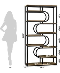 Tribesigns 5-Tier Industrial Bookshelf, 71-inch Tall Etagere Bookcase with Heavy-Duty Metal Frame