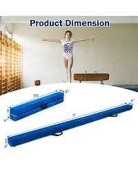 Sugift 7 Feet Folding Portable Floor Balance Beam with Handles for Gymnasts-Blue