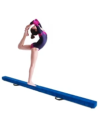 Sugift 7 Feet Folding Portable Floor Balance Beam with Handles for Gymnasts-Blue