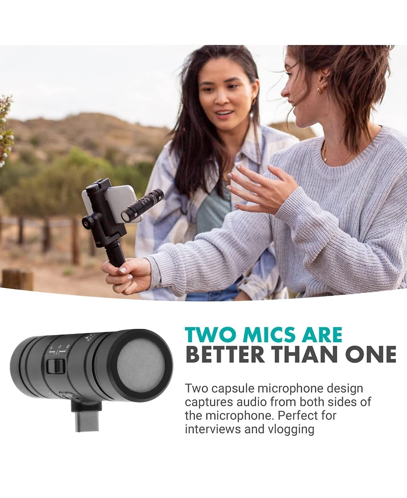 Movo DoubleMic-uc Dual Capsule Phone Microphone for Usb-c Devices