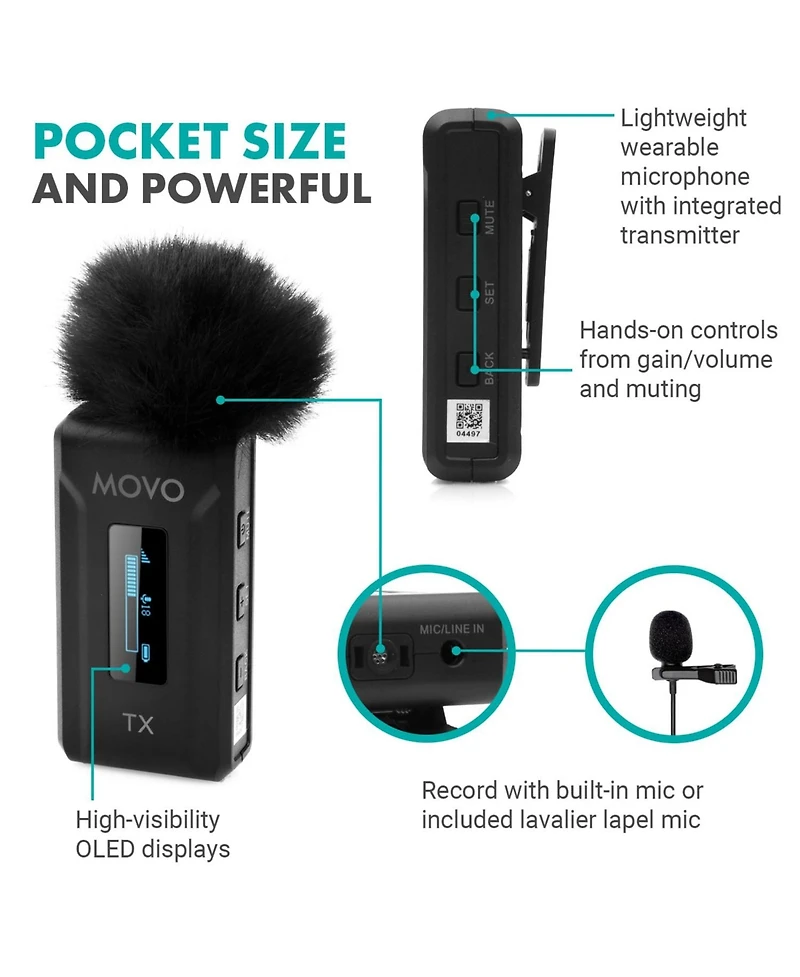 Movo Wmx-2-c Wireless Microphone for iPhone 15/16 with Charging Case (Usb-c)