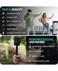 Movo Wireless Mini Uc Duo Dual Ultra Compact Wireless Lavalier Microphones for iPhone 15 and up with Handheld Adapter