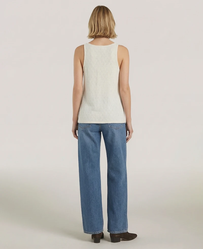 Naadam Women's Sleeveless Pointelle Scoop Neck Sweater Tank Top