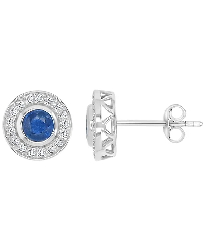 Macy's Sapphire & Diamond Circle Stud Earrings