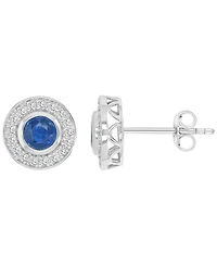 Macy's Sapphire & Diamond Circle Stud Earrings