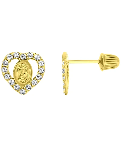 Macy's Cubic Zirconia Virgin Mary Heart Stud Earrings