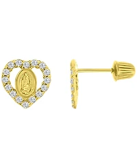 Macy's Cubic Zirconia Virgin Mary Heart Stud Earrings
