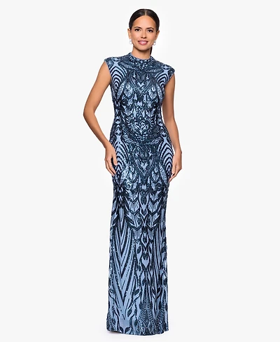 B&A By Betsy and Adam Women's Mock Neck Gown