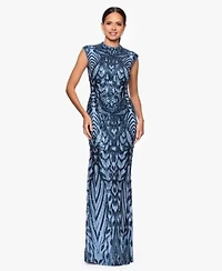 B A By Betsy Adam Womens Mock Neck Gown