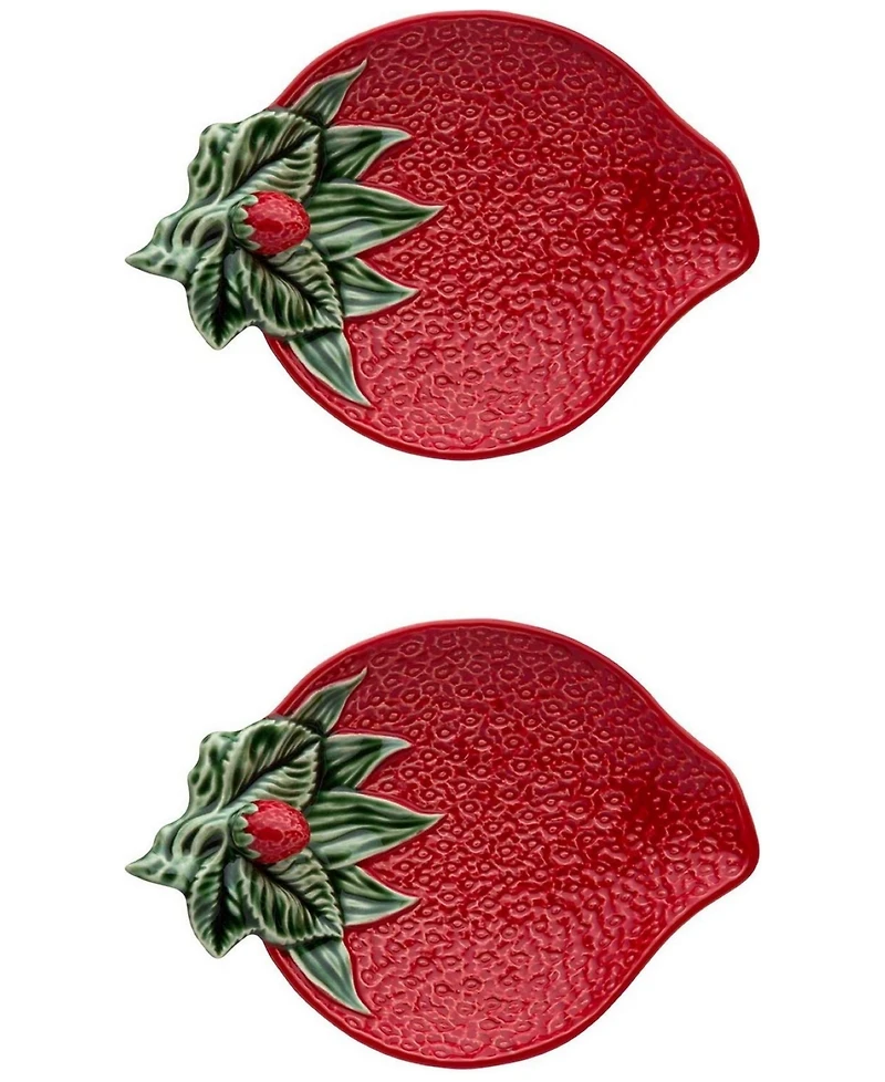 Bordallo Pinheiro Strawberries Olive Dish, Set of 2