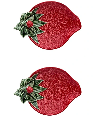 Bordallo Pinheiro Strawberries Olive Dish, Set of 2
