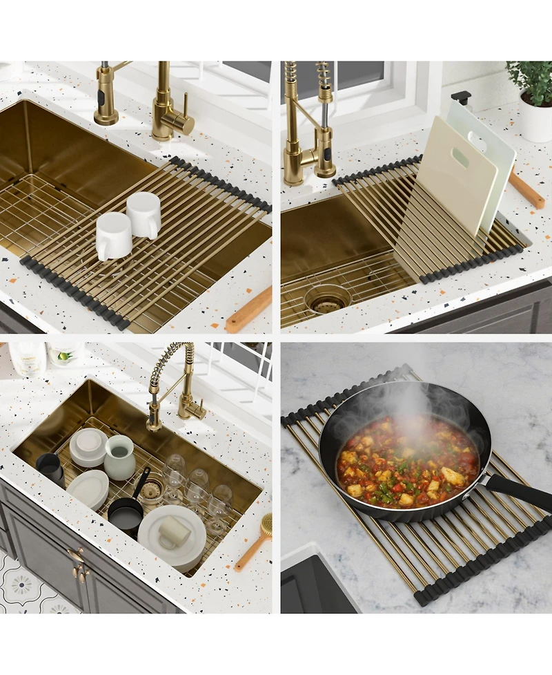 flynama 32x19x10-Inch Stainless Steel Undermount Farmhouse Kitchen Sink Single Bowl with Grid