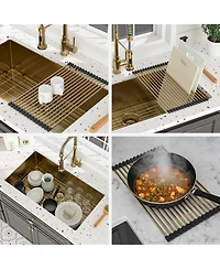 flynama 32x19x10-Inch Stainless Steel Undermount Farmhouse Kitchen Sink Single Bowl with Grid