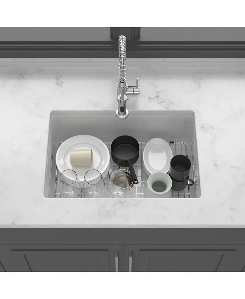 huluwat 30x18x10inch Undermount Single Bowl Fireclay Kitchen Sink White Porcelain Dual Mount