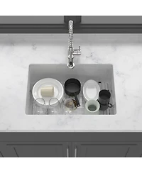huluwat 30x18x10inch Undermount Single Bowl Fireclay Kitchen Sink White Porcelain Dual Mount