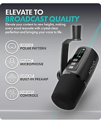 Movo UM6 Dynamic Podcast Microphone with Built-in GainCast Preamp