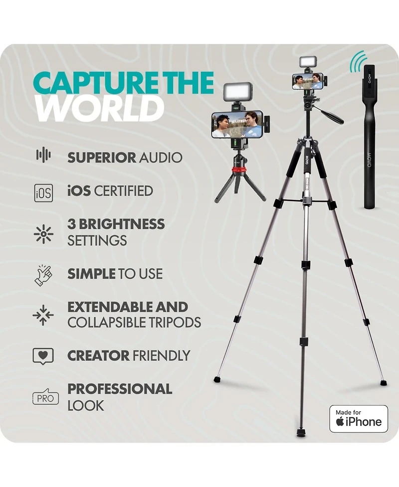 Movo iVlogger Wireless Vlogging Kit with Fullsize Tripod for iPhone