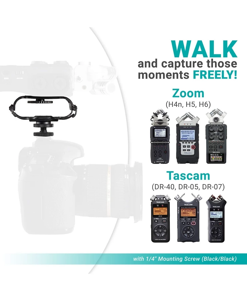 Movo SMM5-b Universal Microphone and Portable Recorder Shock Mount