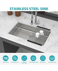 flynama 30x18x5.5inch Ada Compliant Kitchen Sink Undermount Stainless Steel Single Bowl 16 Gauge