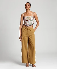 Avec Les Filles Women's Square Neck Scarf Top