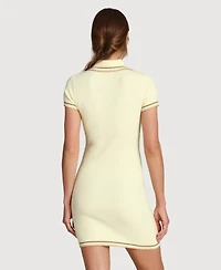 Avec Les Filles Women's Blanket Stitch Spread Collar Mini Dress