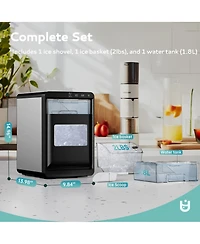 Euhomy 45-lb Per Day Nugget Ice Countertop Portable Ice Maker with 2lb Capacity and Auto-Cleaning