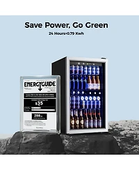 Euhomy 20-in 150-Can Capacity Sliver Freestanding Beverage Refrigerator with Reversible Door and Adjustable Shelves