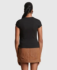 Avec Les Filles Women's Button-Front Crewneck Top