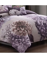 Bebejan Dahlia Bedding 100% Cotton Sateen 5 Piece Queen Size Reversible Comforter Set