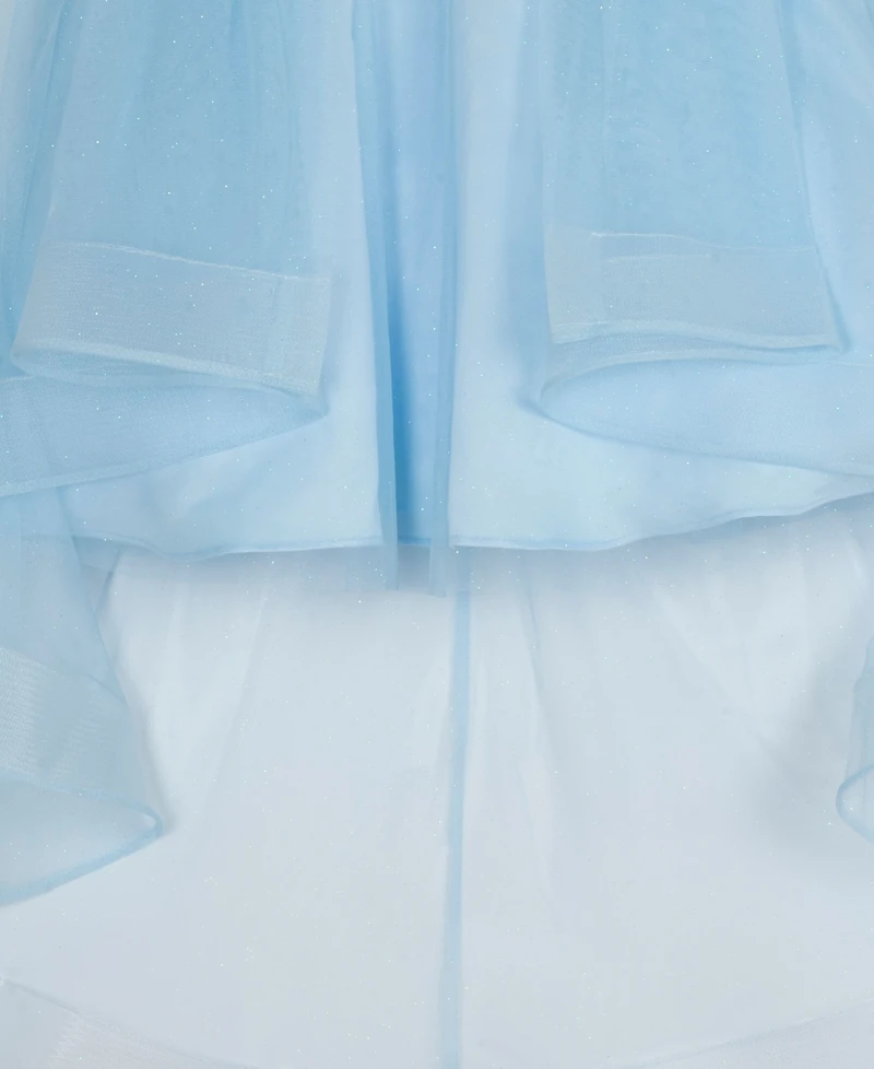 Rare Editions Girls' 7-16 Embroidered Mesh Illusion Bodice High-Low Dress