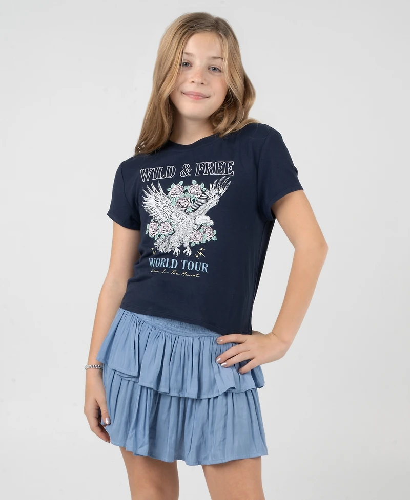 Rare Editions Girls' 7-12 Graphic Short-Sleeve T-Shirt and Skort, 2-Piece Set