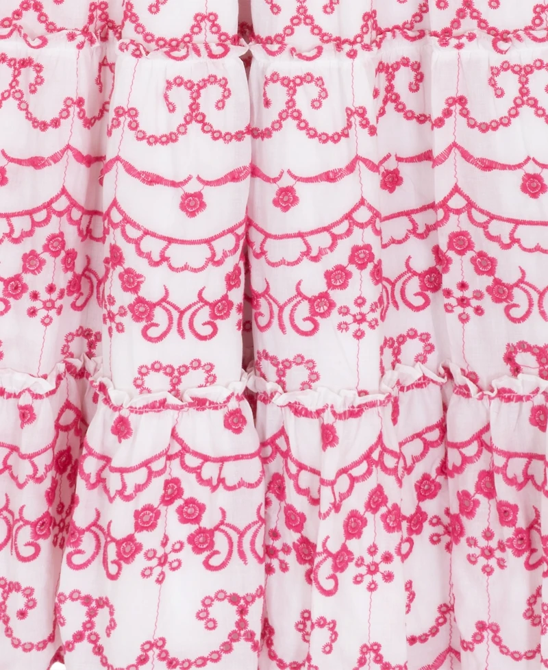 Rare Editions Girls' 7-16 Cotton Eyelet Flutter Square Neck Dress