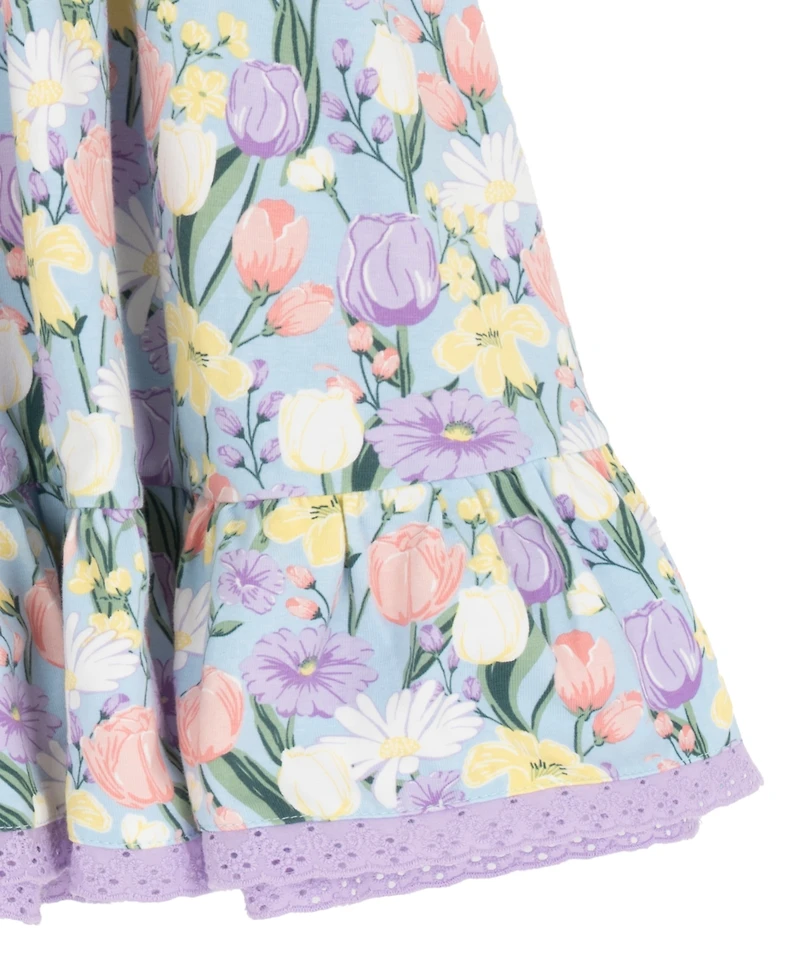 Rare Editions Girls' 2T-6X Peri Printed Square Neck Dress