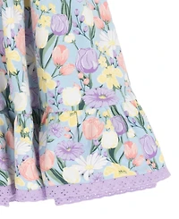 Rare Editions Girls' 2T-6X Peri Printed Square Neck Dress