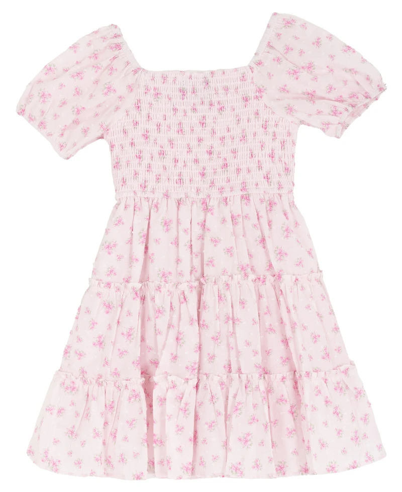 Rare Editions Girls' 2T-6X Smocked Tiered Floral Dress and Bag, 2-Piece Set