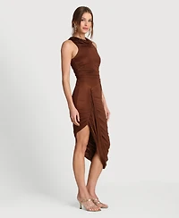 Avec Les Filles Women's Twist Cowl Neck Midi Dress