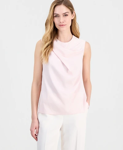 Anne Klein Women's Sleeveless Pleated Asymmetrical Top