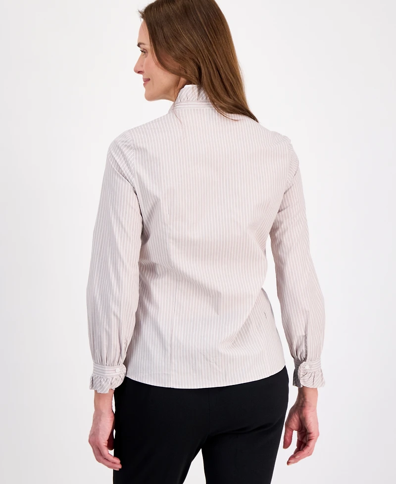 Anne Klein Women's Ruffled-Neck Long-Sleeve Blouse