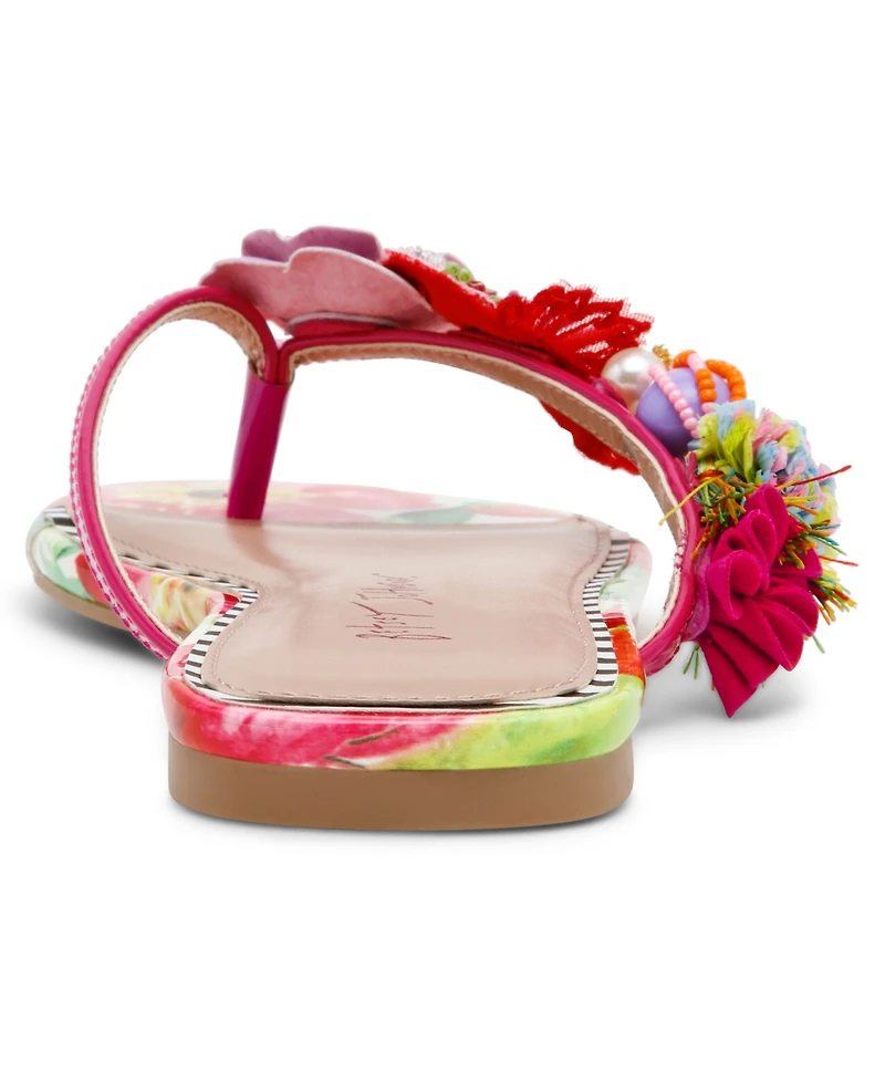 Betsey Johnson Women's Doloris Floral Thong Flat Sandals