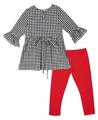 Rare Editions Girls' 4T-6X Printed Top and Leggings, 2-Piece Set