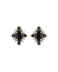 Macy's Onyx (1-1/4 ct. t.w.) & Diamond (1/8 ct. t.w.) Stud Earrings in 10k Yellow Gold