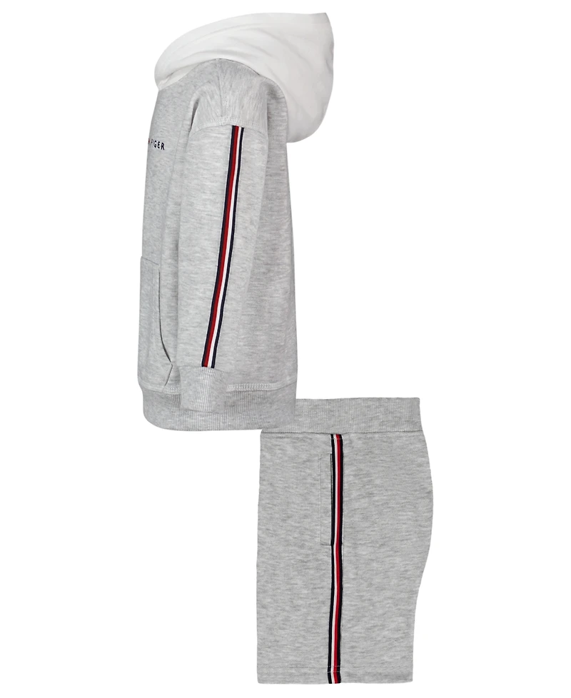 Tommy Hilfiger Boys' 2T-7 Striped Detail Hoodie and Shorts, 2-Piece Set