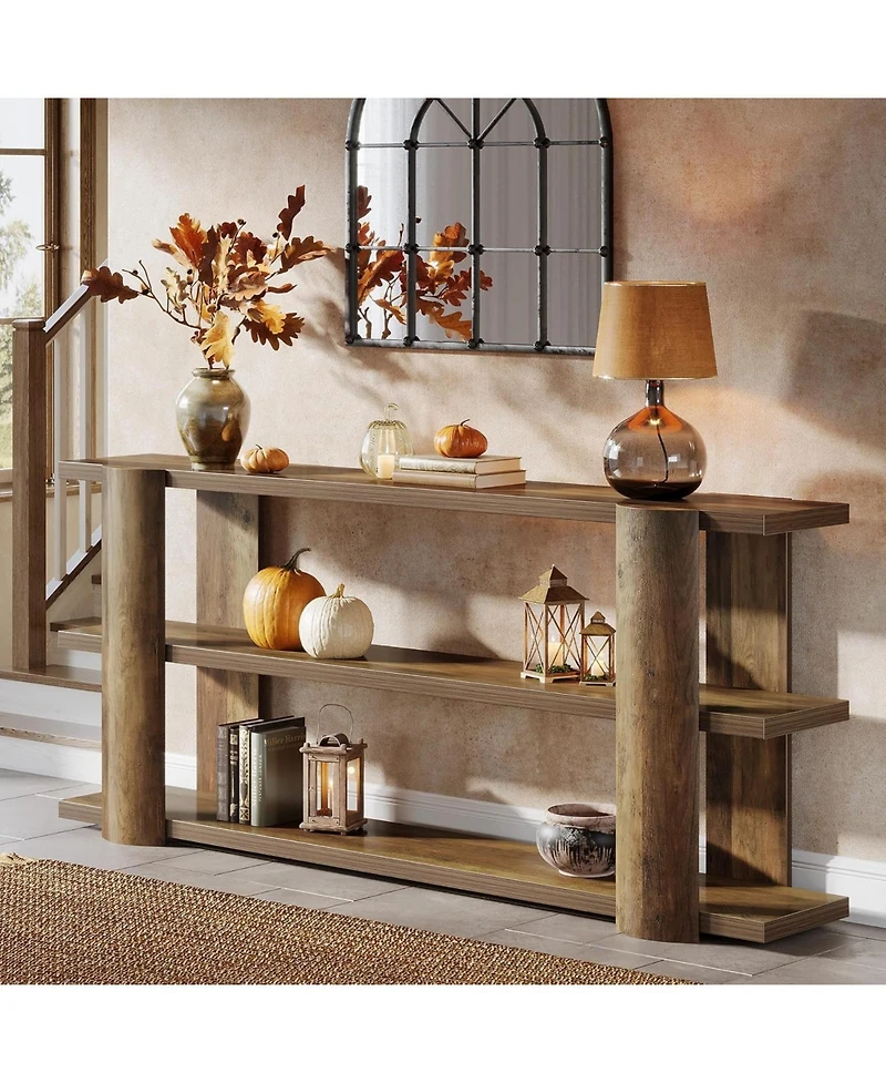 Tribesigns 70.87" Extra Long Console Table for Entryway, Narrow Wooden 3-Tier Sofa Table Behind Couch, Farmhouse Entryway Accent Table