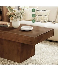 Tribesigns 47.24" Solid Wood Coffee Table for Living Room, Mid Century Modern Rectangle Center Cocktail Table, Walnut Brown
