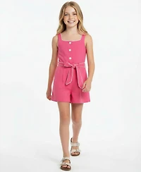 H by Habitual Girls' 7-16 Belted Square Neck Romper