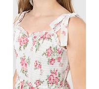 Rare Editions Girls' 7-16 Floral Chiffon Smocked Ruffle Dress