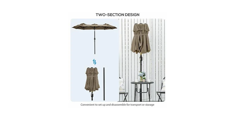 One Simple Deluxe 7.5' Patio Outdoor Table Market Yard Umbrella with Push Button Tilt