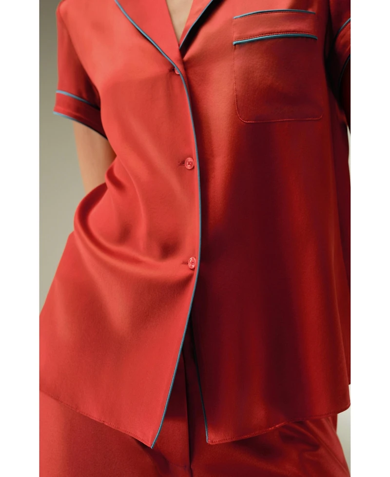 Lilysilk Women's Lsxes Contrast-Trimmed Silk Shirt