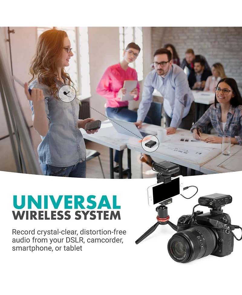 Movo Wmx-1 2.4GHz Wireless Lavalier Microphone System Compatible with Cameras and Smartphones