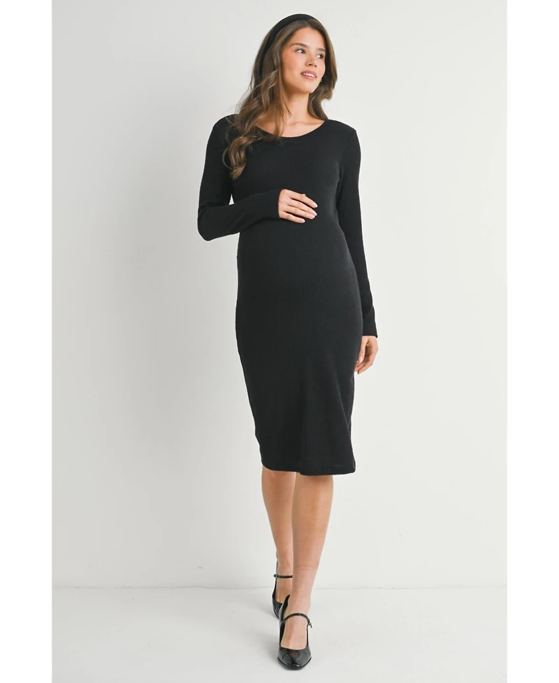 Hello Miz Maternity Bodycon Ribbed Knit Long Sleeve Dress